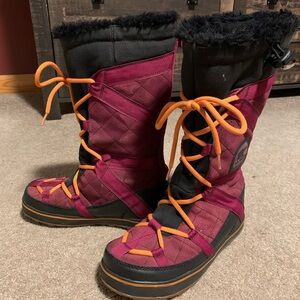 Sorel Women's Winter Boots - Black and Pink with Orange Accents